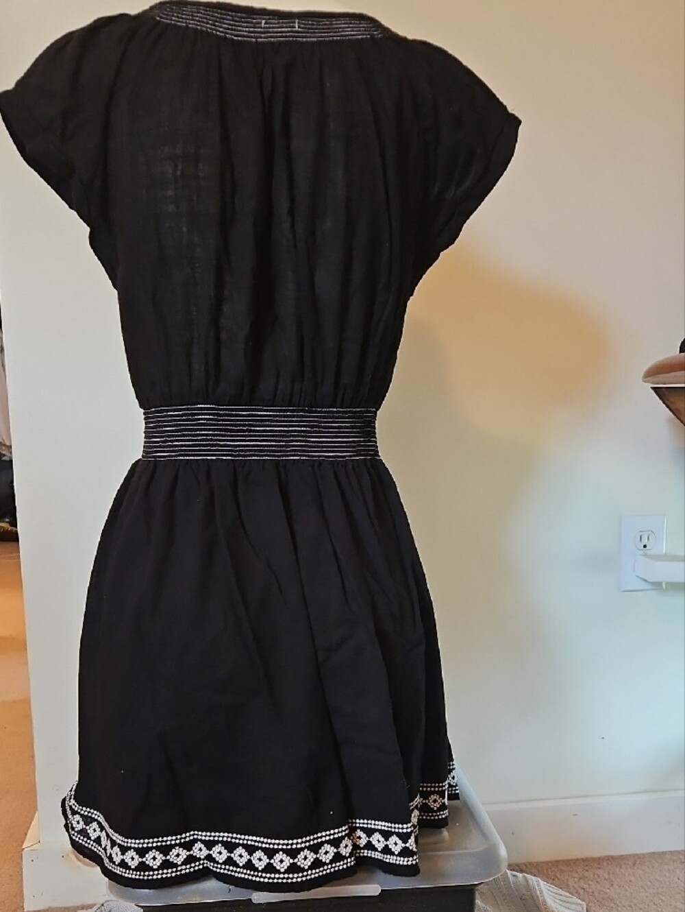 Forever 21 Black Mini Dress with White Embroidery - Picture 3 of 4